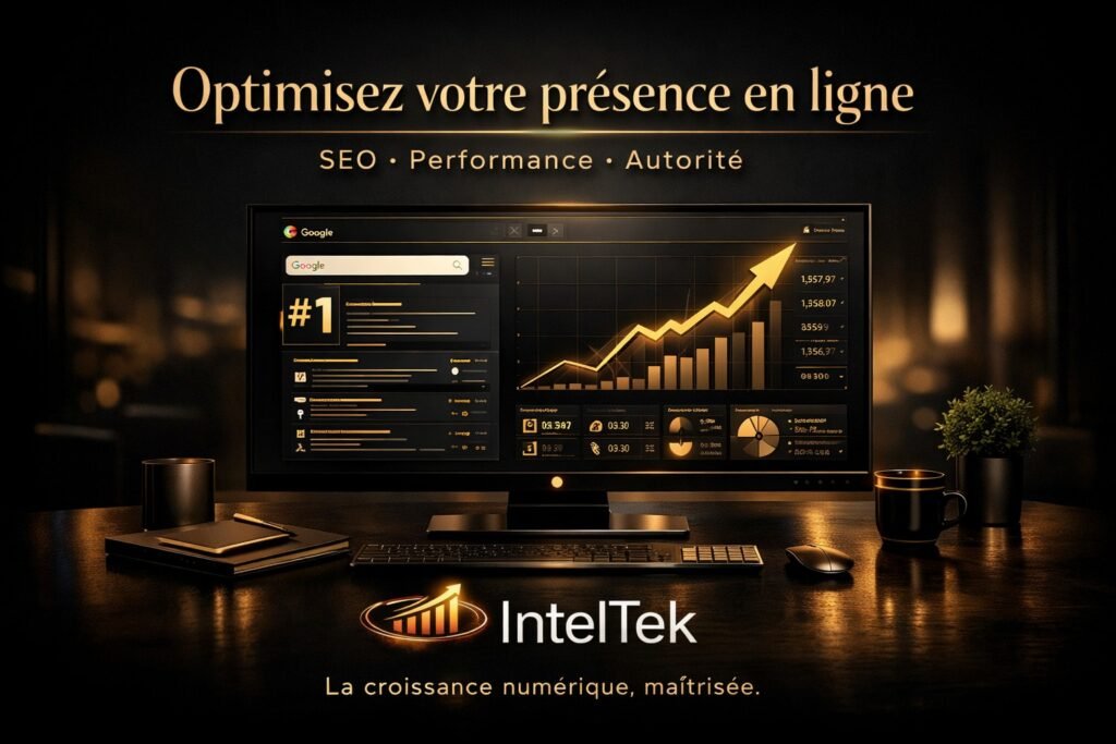Optimisation SEO et présence en ligne par IntelTek – stratégie de référencement web et croissance numérique au Québec